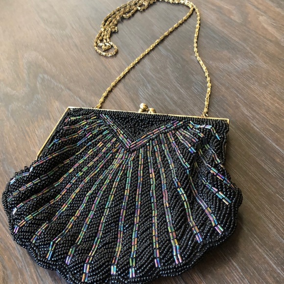 VNT beautiful black bead Scalloped handbag - Picture 14 of 16